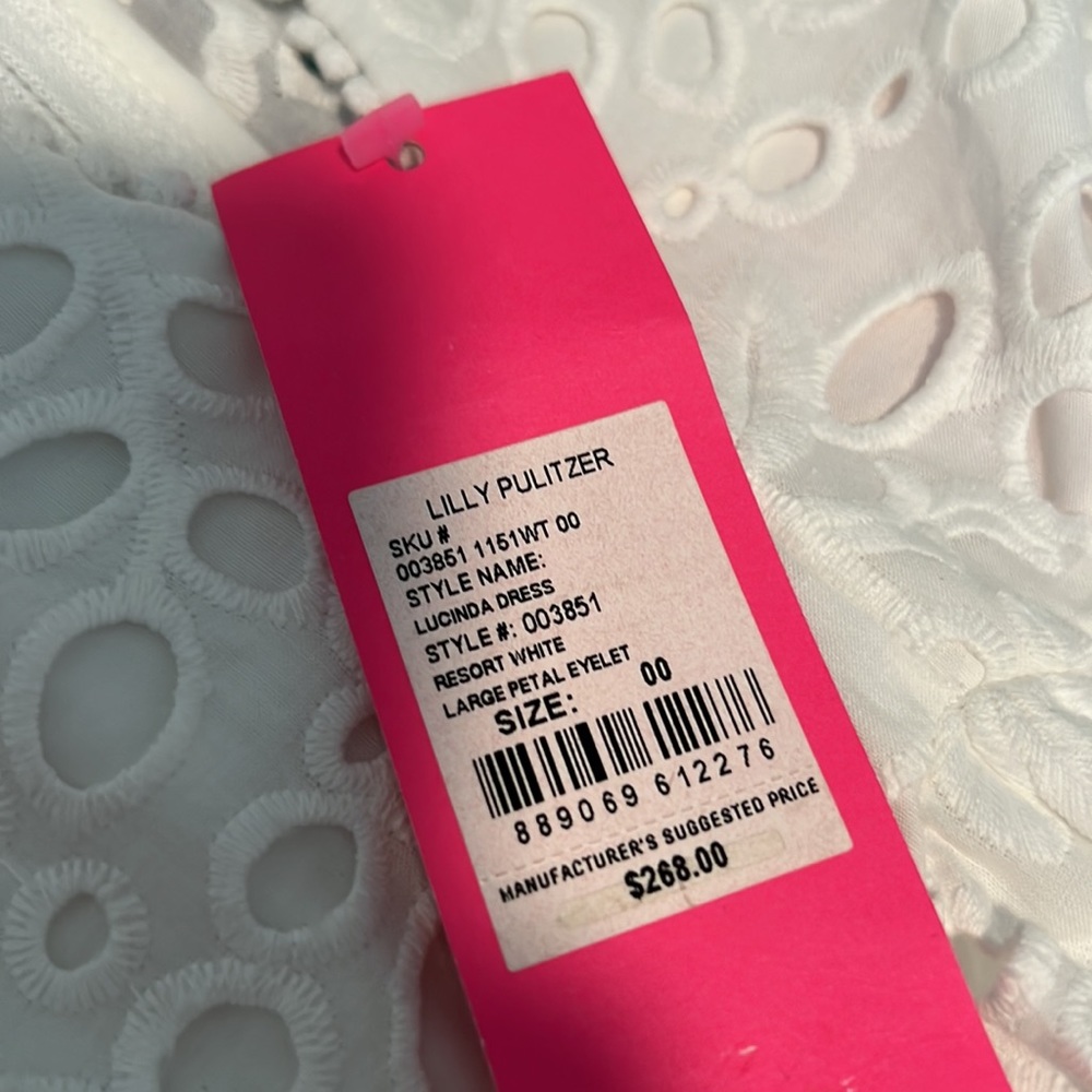 Lilly Pulitzer Lucinda Dress, Resort White Large Petal Eyelet, Size 00 - Picture 9 of 9